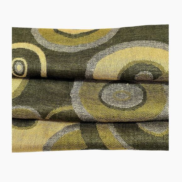 Shawl Wrap Circles Scarf Green Beige Circular Pattern Fringe Tassels 74 x 27 - Picture 6 of 8